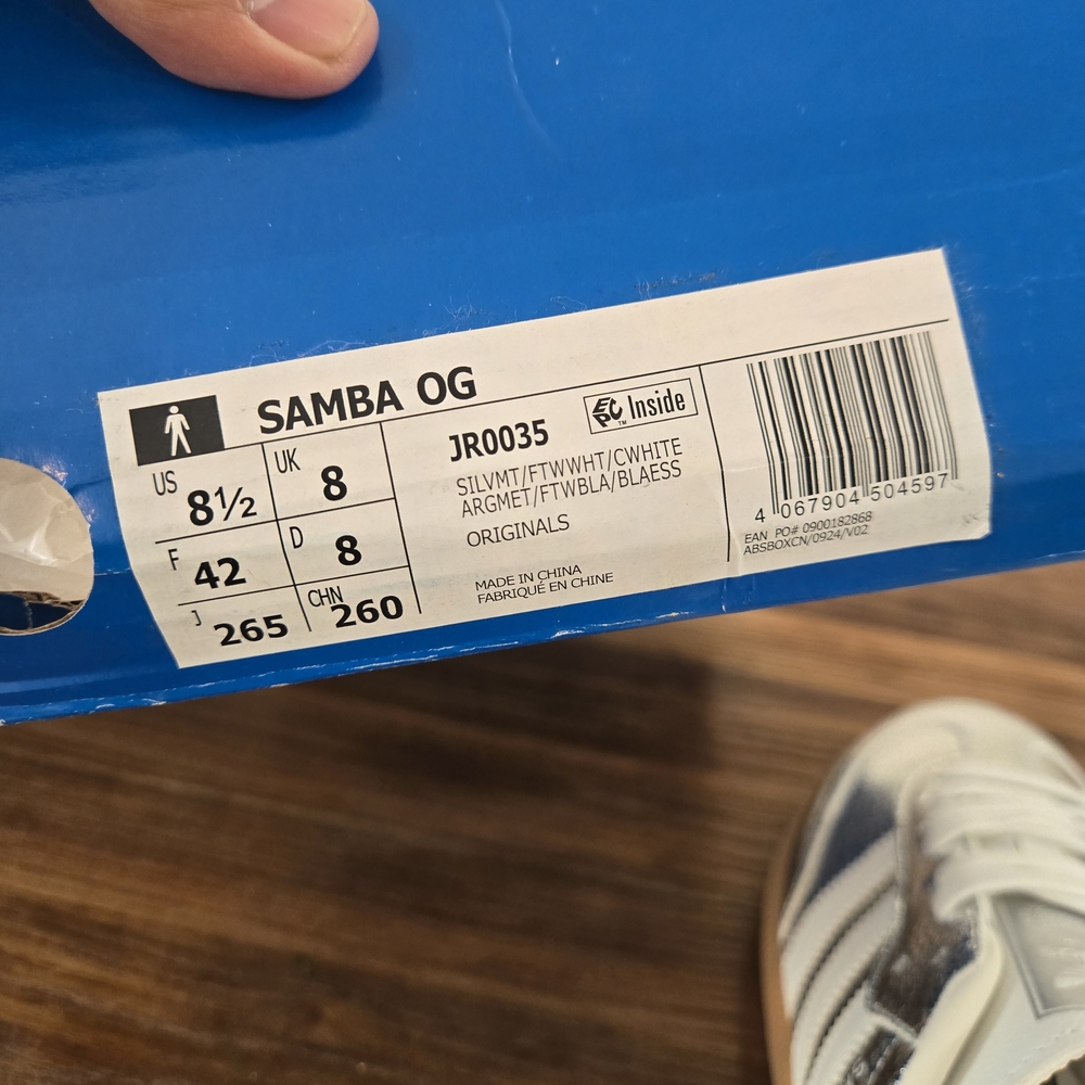 adidas Silver Metallic Leather Sneakers with Gum Sole - Picture 10 of 12